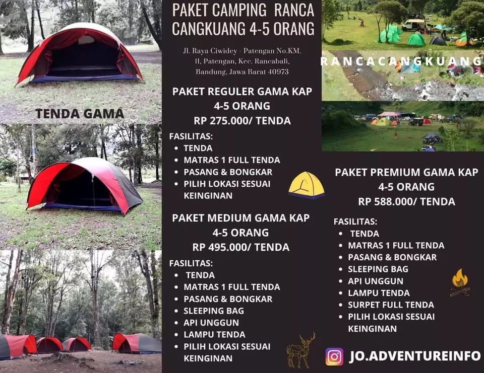 paket kemping ranca cangkuang tend charly