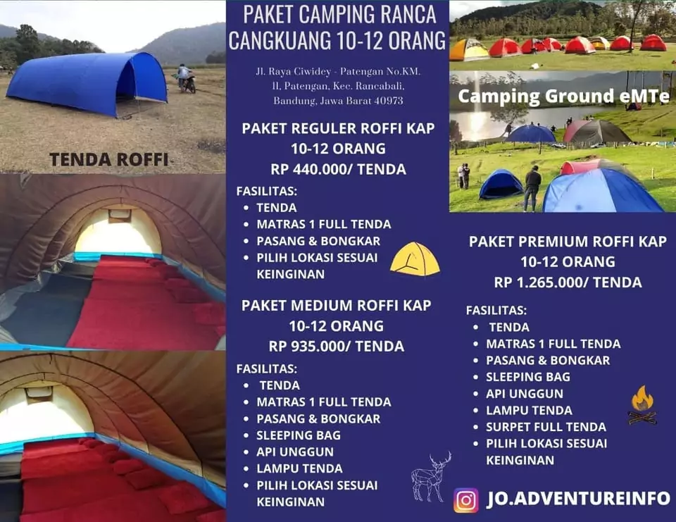 paket kemping ranca cangkuang tend charly