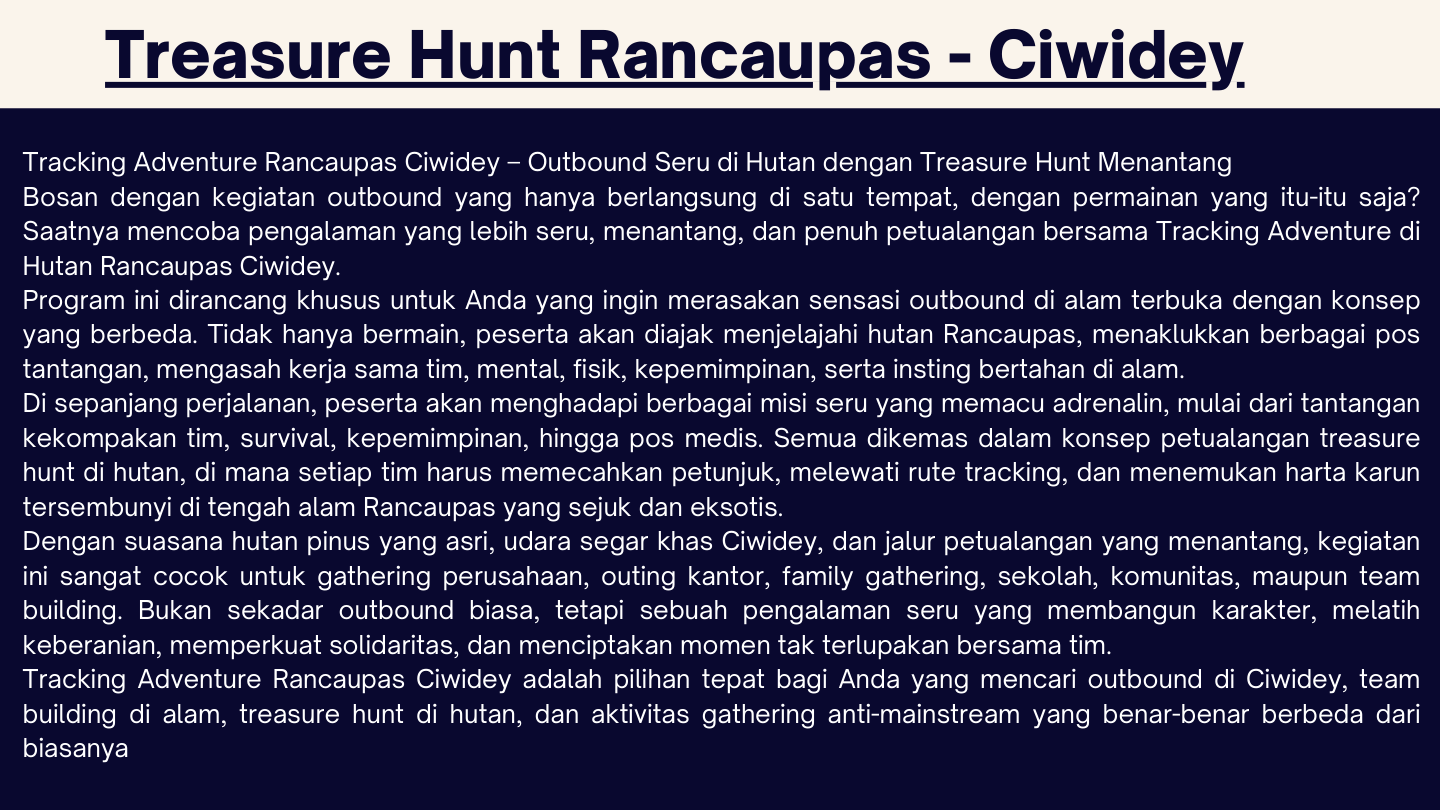 Treasure Hunt Rancaupas - Ciwidey